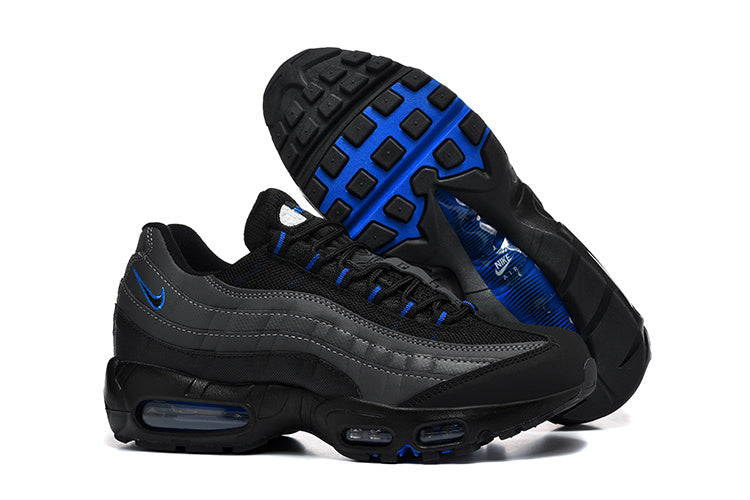 This is a Nike Air Max 95 in a black, grey, and blue colorway.