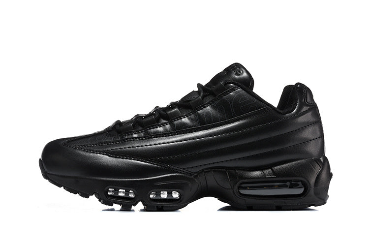 Nike Air Max 95 x Supreme collab in a full triple-black colorway.
