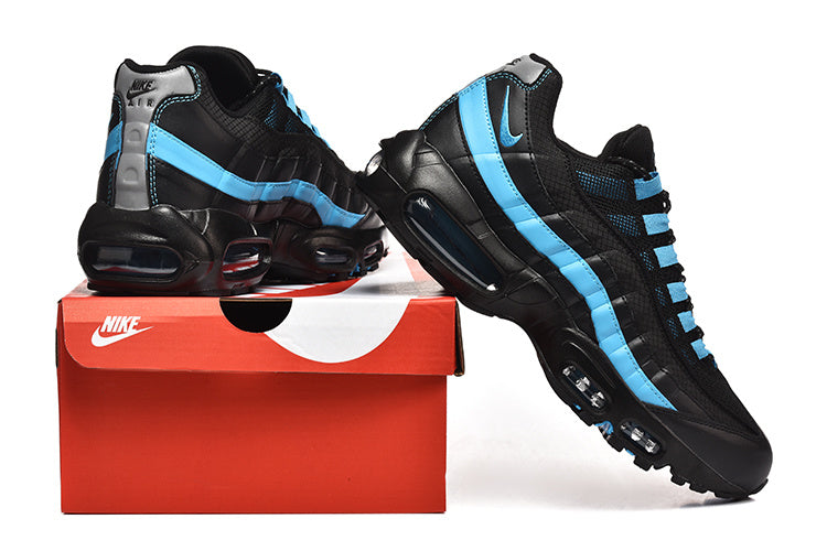 This is a Nike Air Max 95 in a black and university blue colorway