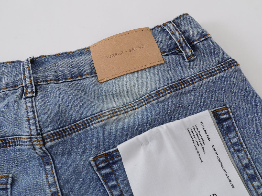 Purple Brand Light Wash Distressed Skinny Jeans