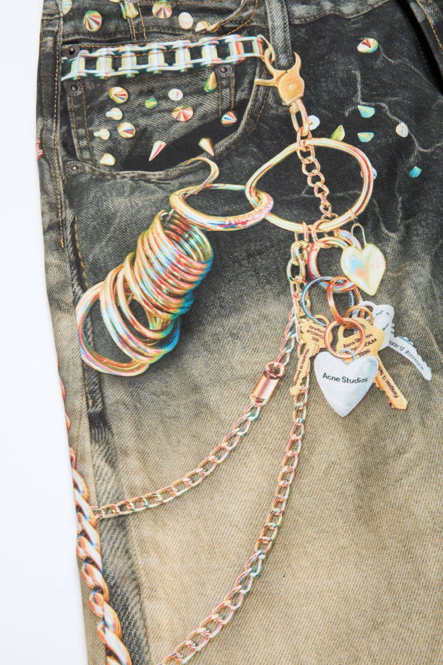 Acne Studios Trompe-l'œil "Chains & Studs" Denim Jeans