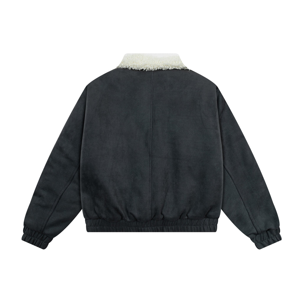 Addias Originals Cropped Sherpa Lined Faux Suede Jacket