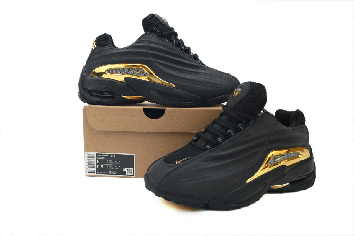 Nike Hot Step 2 x Drake NOCTA Black/Gold" Gold heel + shank, matte black upper