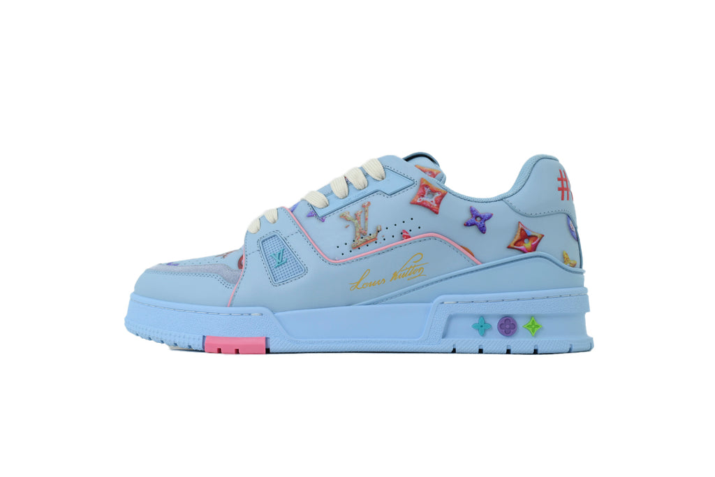 Louis Vuitton LV Trainer "Light Blue Flower Motif"