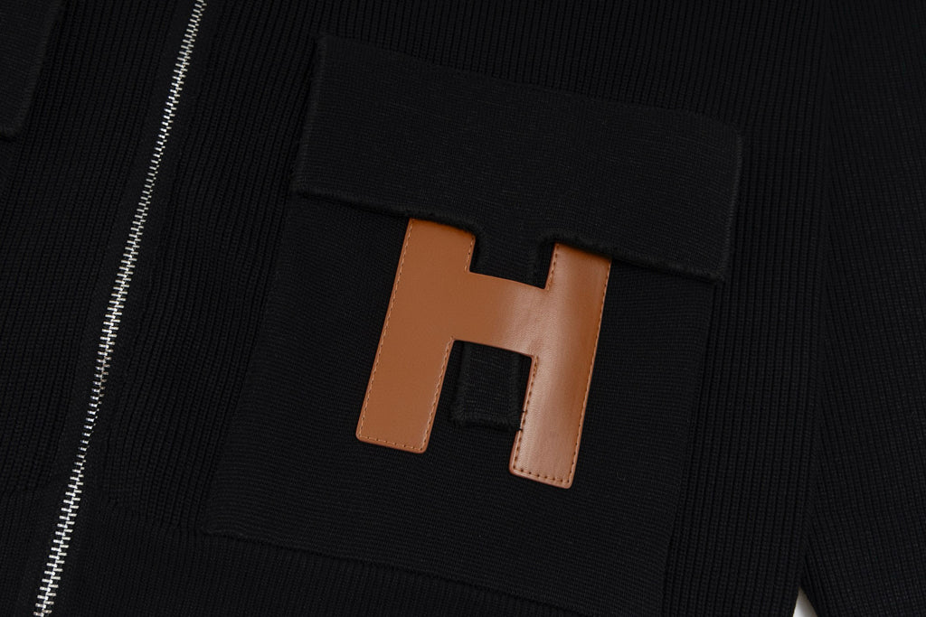 Hermès"H"Patch Zip-Up Knit Cardigan/Jacket