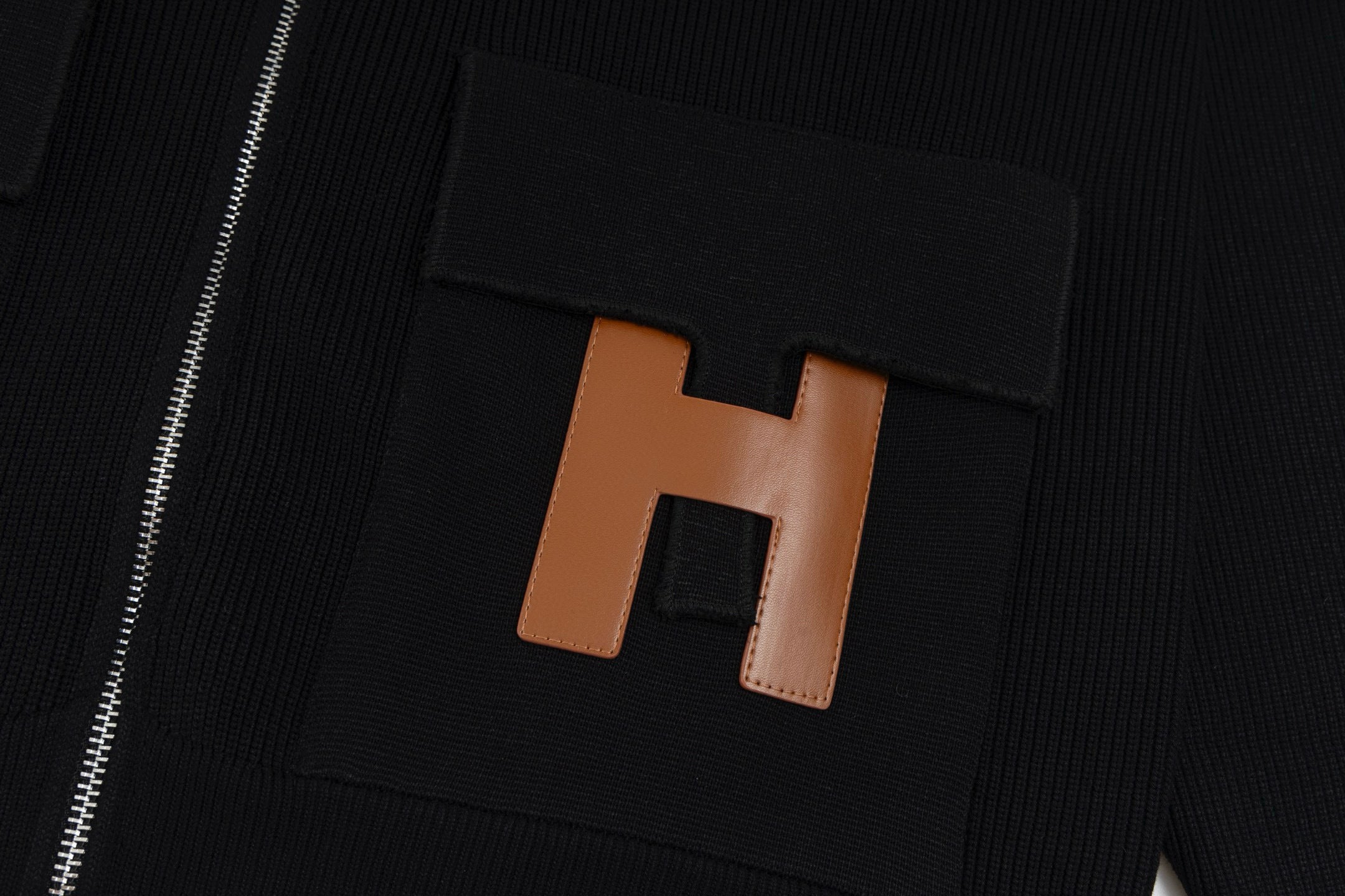 Hermès"H"Patch Zip-Up Knit Cardigan/Jacket