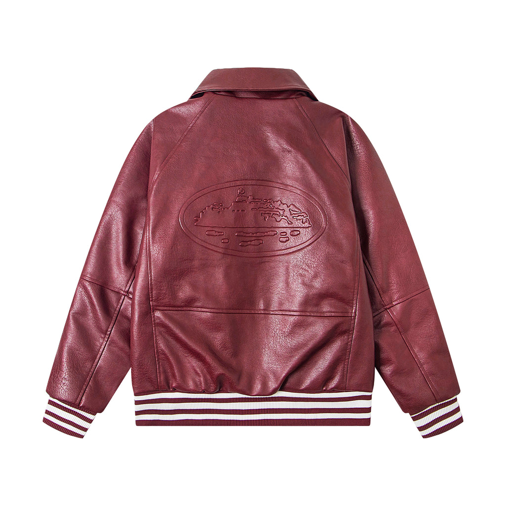 Corteiz Alcatraz Leather Bomber Jacket
