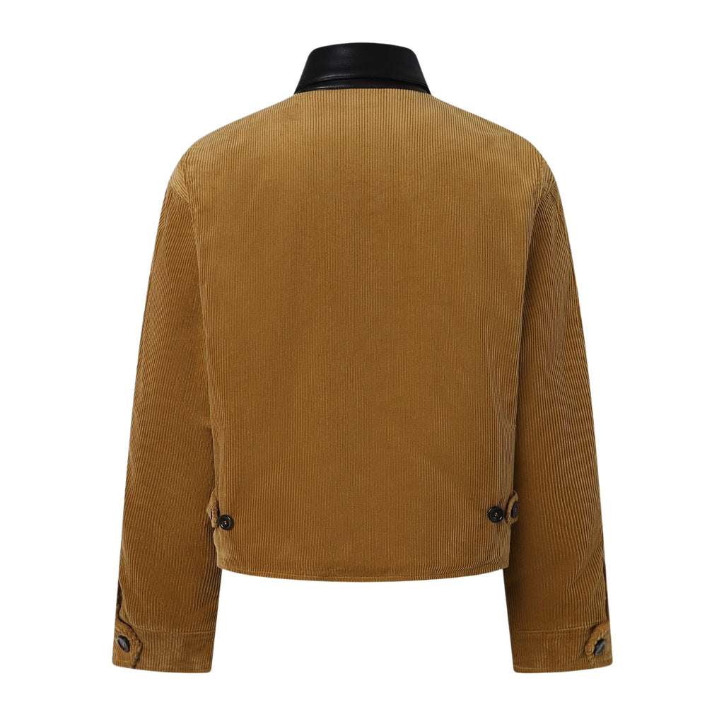Miu Miu Cordjacke mit Reißverschluss und Lederkragen