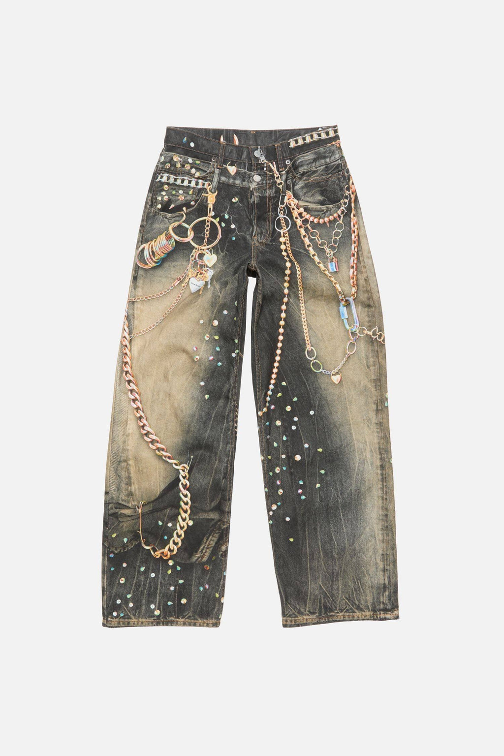 Acne Studios Trompe-l'œil "Chains & Studs" Denim Jeans