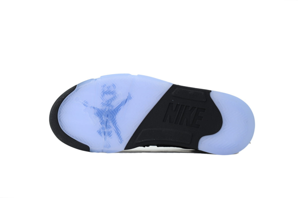 Awake NY x Air Jordan 5 Blackl + university blue accents + “NY” heel