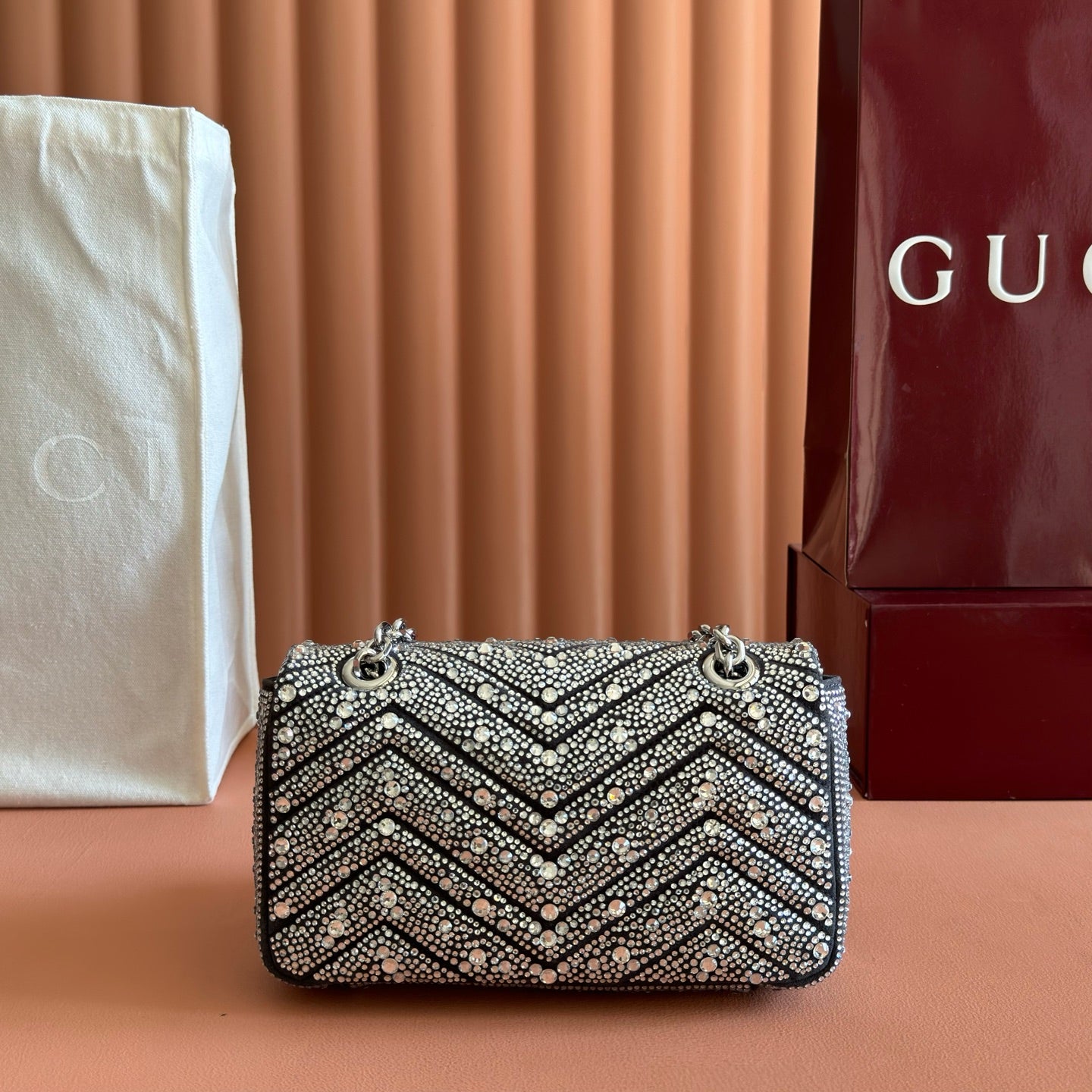 GG Marmont Crystal Mini Chain Bag
