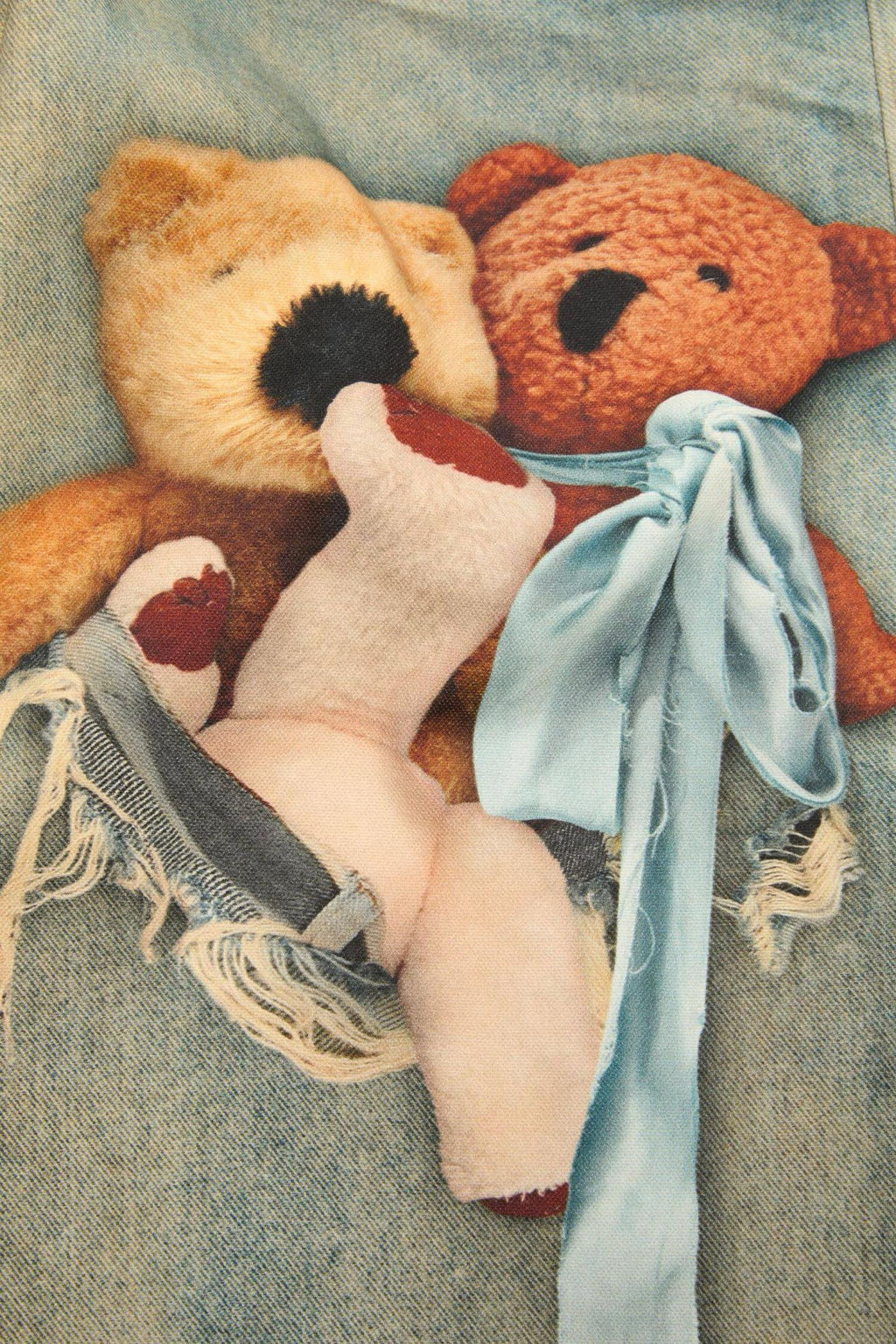 Teddybär Trompe-l'œil bedruckte Jeans