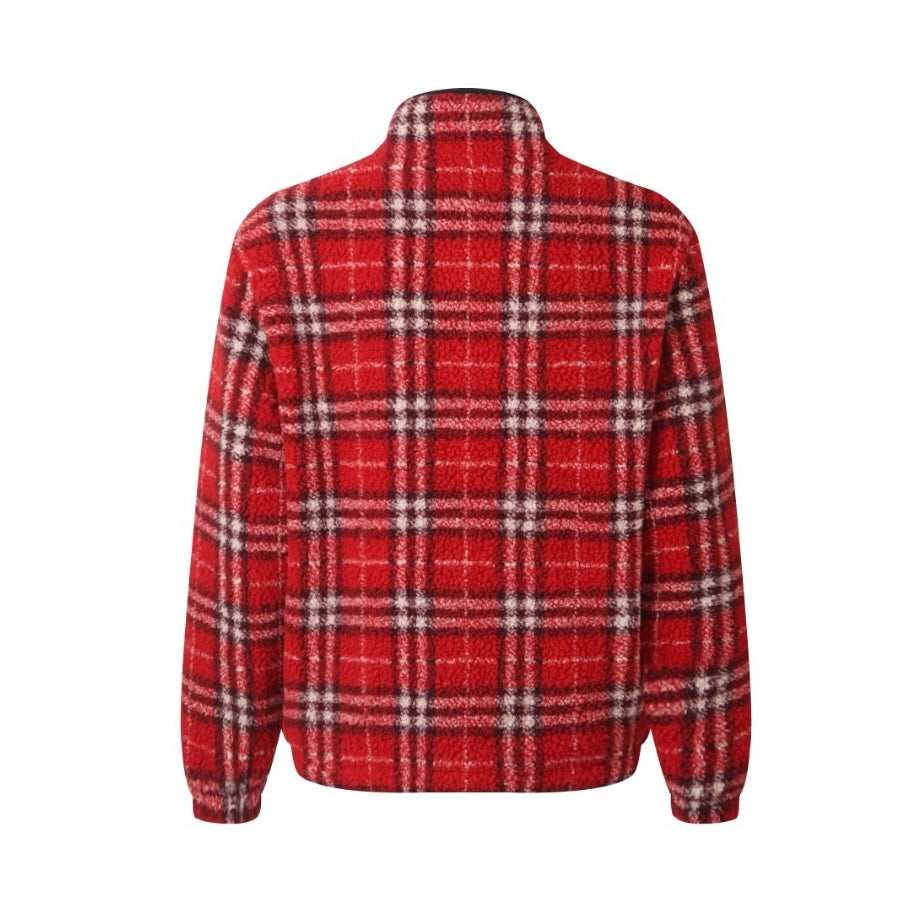 Burberry Check Fleece Zip Jacket - Red