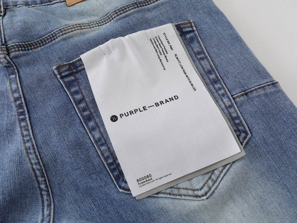 Purple Brand Light Wash Distressed Skinny Jeans
