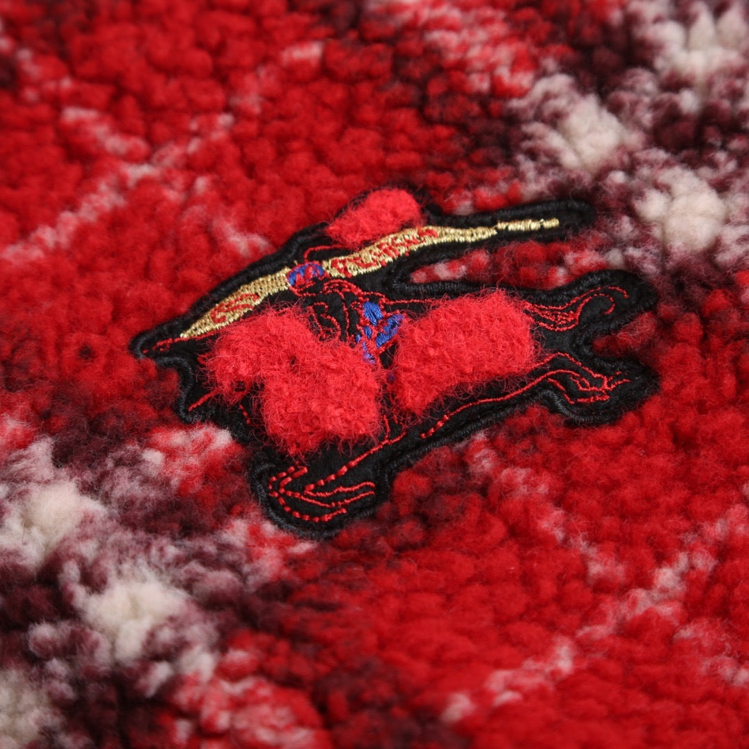 Burberry Check Fleece Zip Jacket - Red