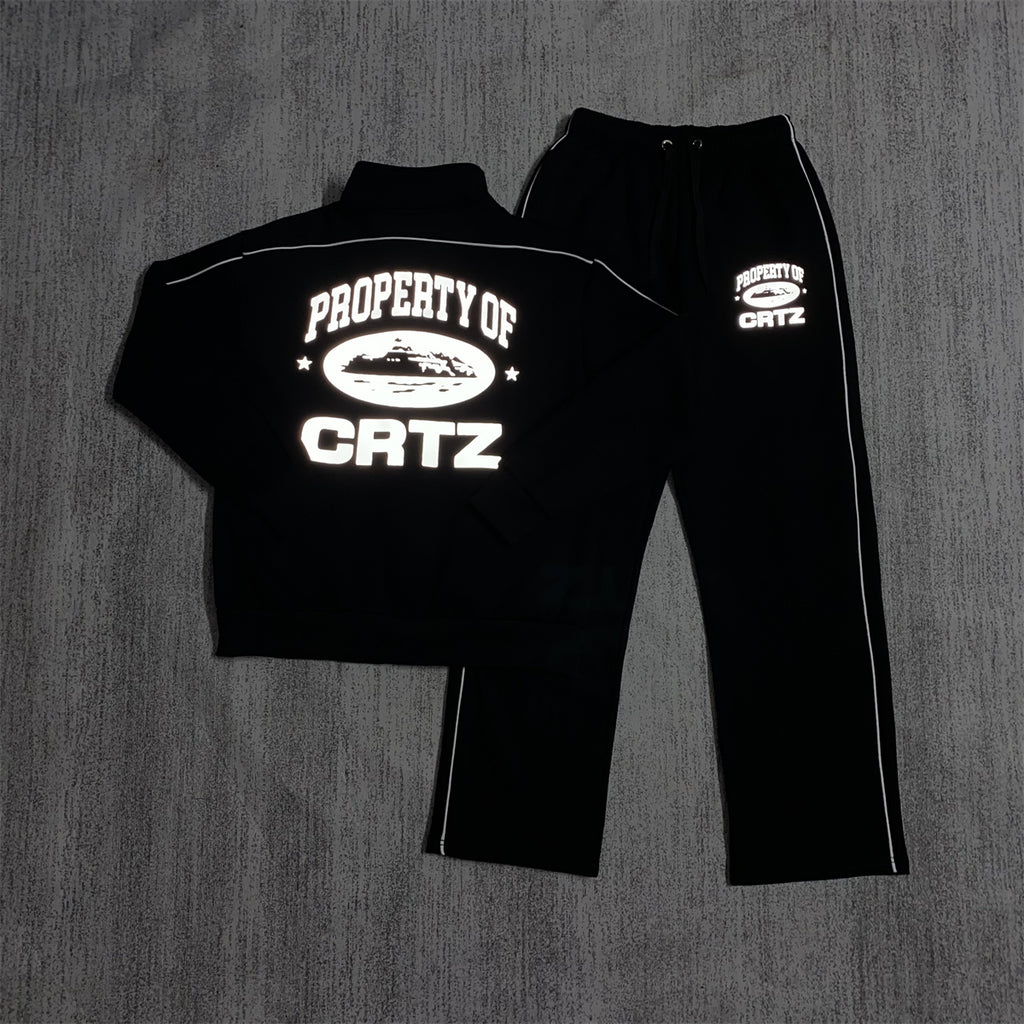 Corteiz „Property of CRTZ“ Reflektierender Trainingsanzug, komplettes Set