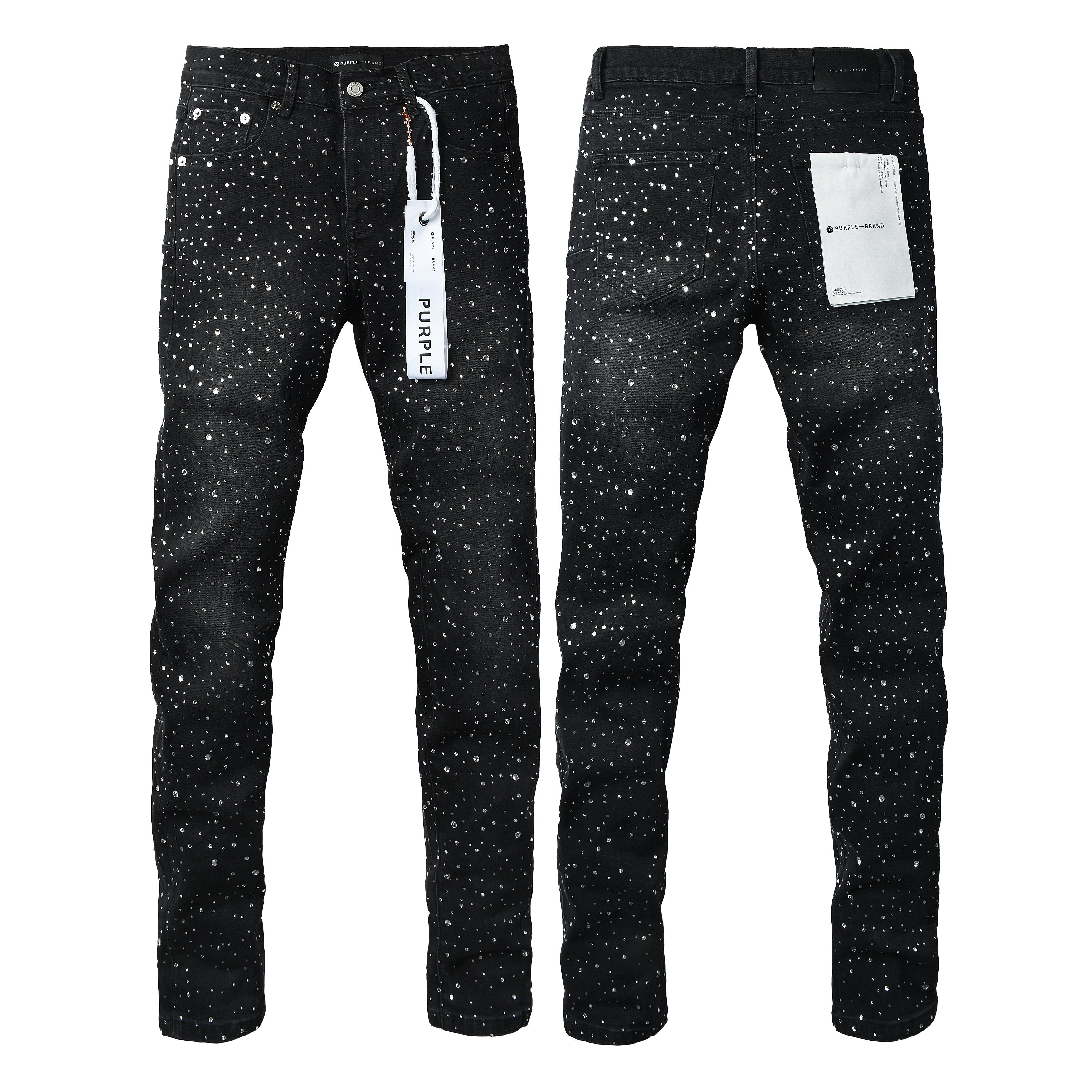 Purple Brand "Crystal" / "Embellished" Skinny Jeans - Black*