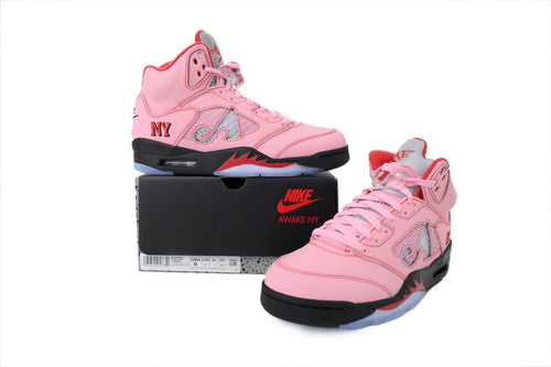 Awake NY x Air Jordan 5 Arctic Pink + black/red shark teeth + “23” heel