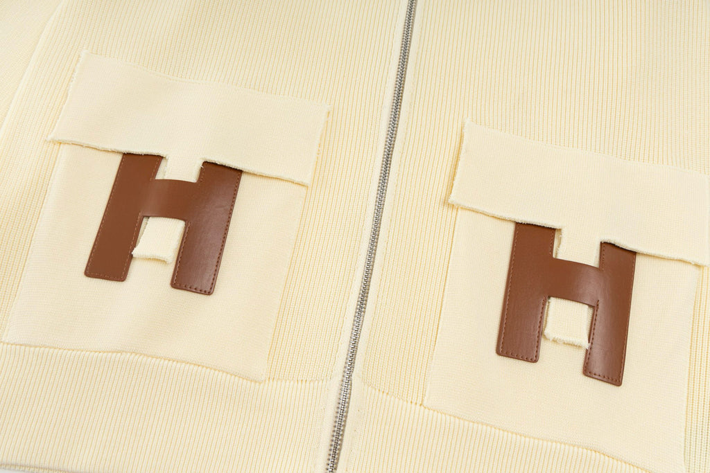 Hermès"H"Patch Zip-Up Knit Cardigan/Jacket