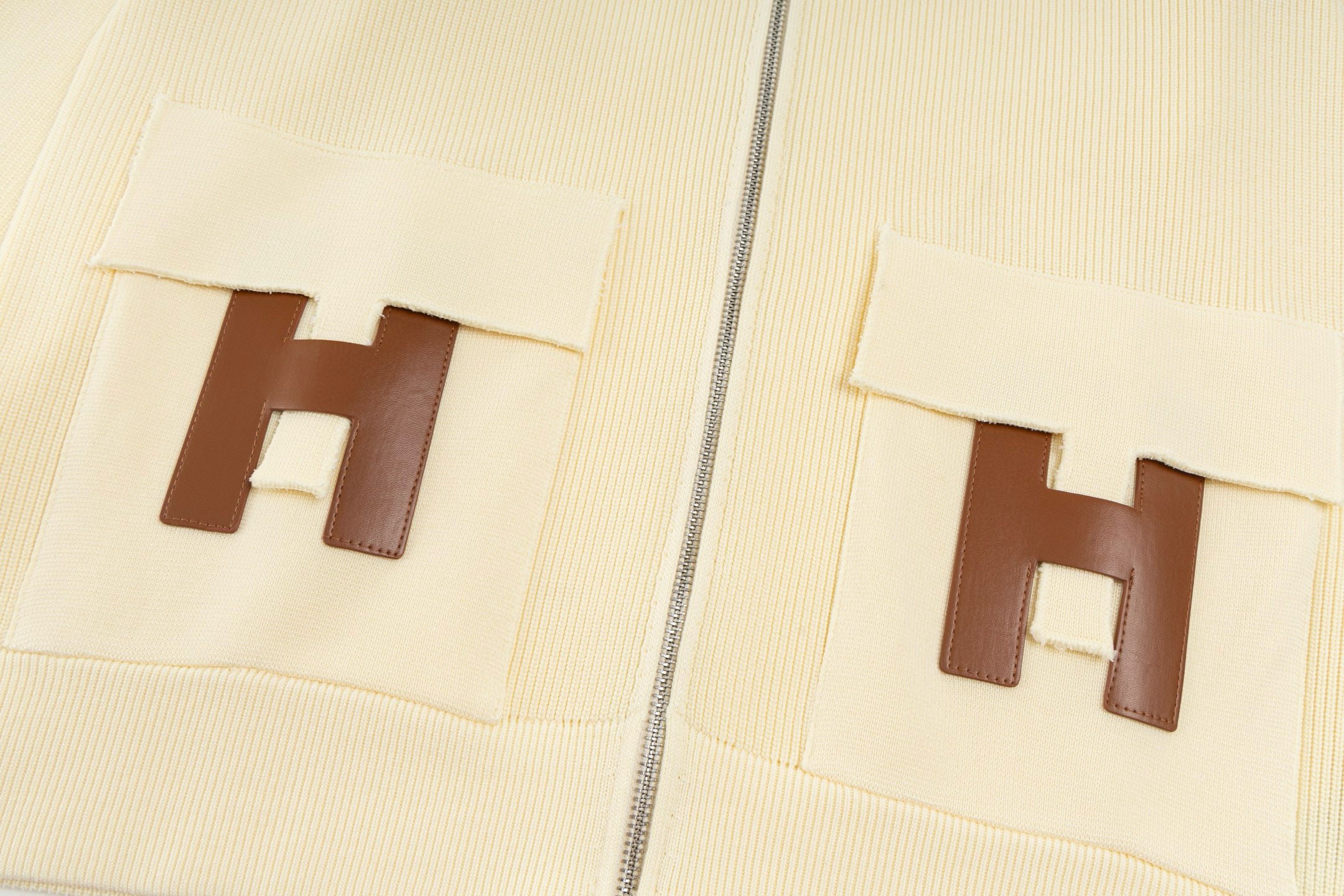 Hermès"H"Patch Zip-Up Knit Cardigan/Jacket