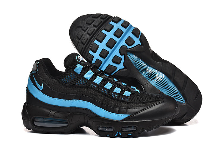 This is a Nike Air Max 95 in a black and university blue colorway