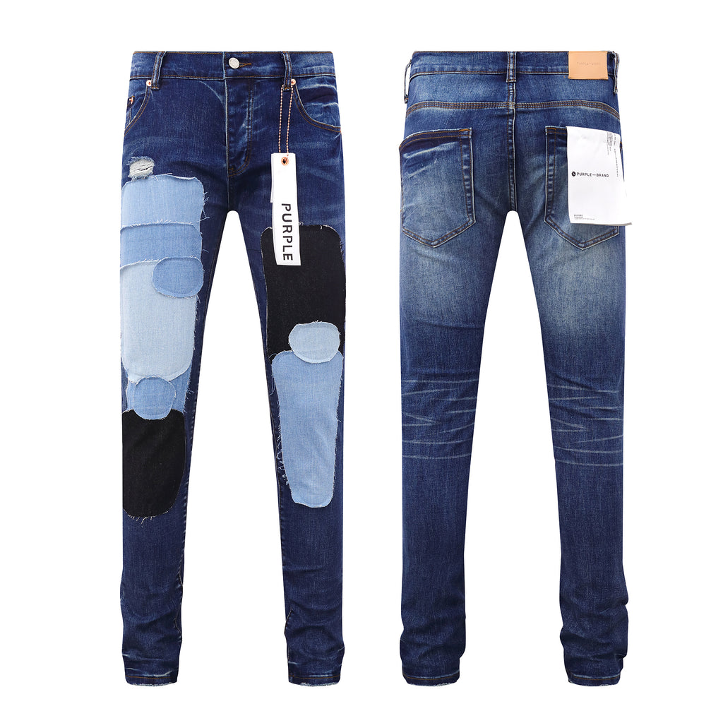 Purple Brand "Multi Patch" / "Patchwork" Skinny Jeans - Dark Wash