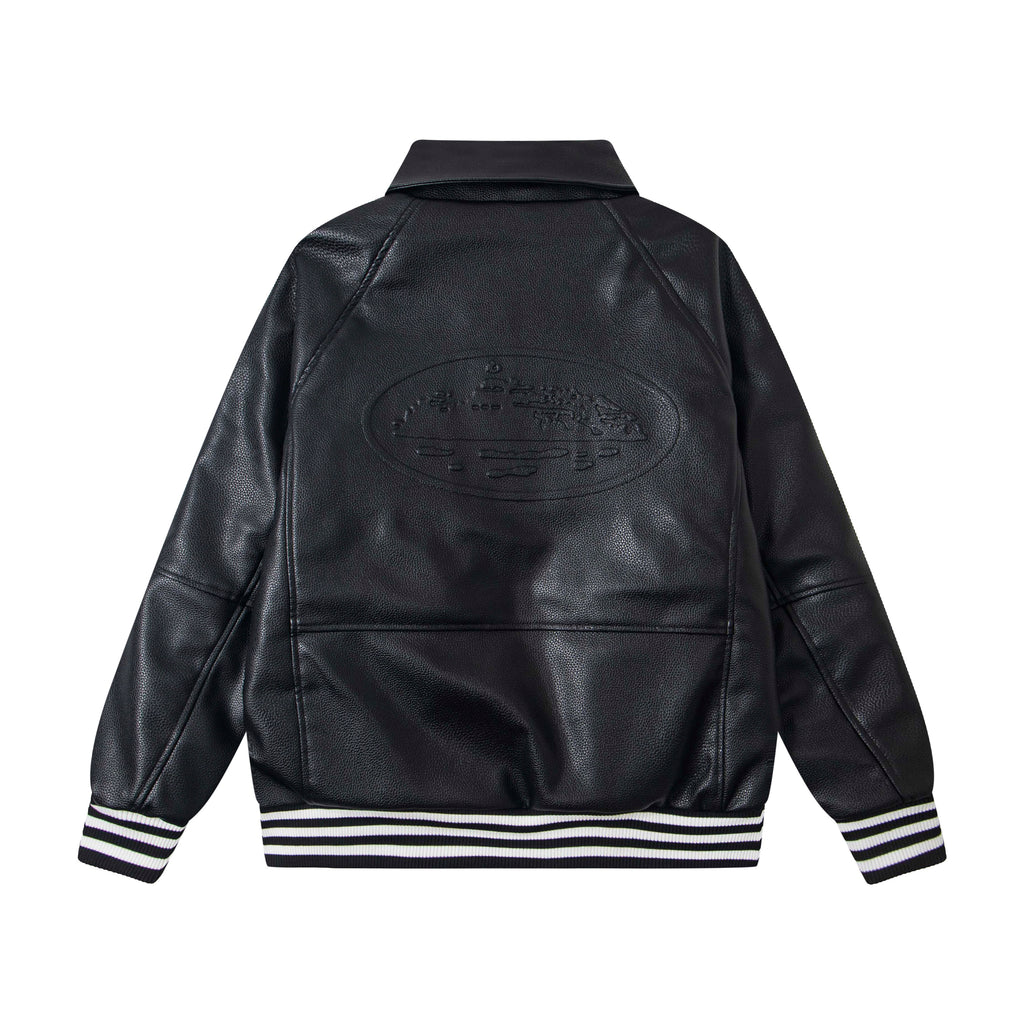 Corteiz Alcatraz Leather Bomber Jacket