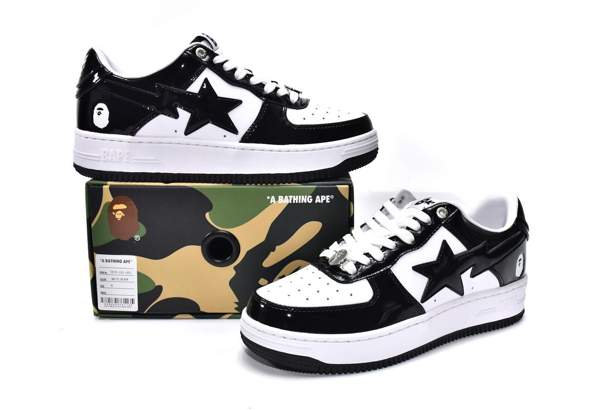 Bape Sta low Black/White Patent