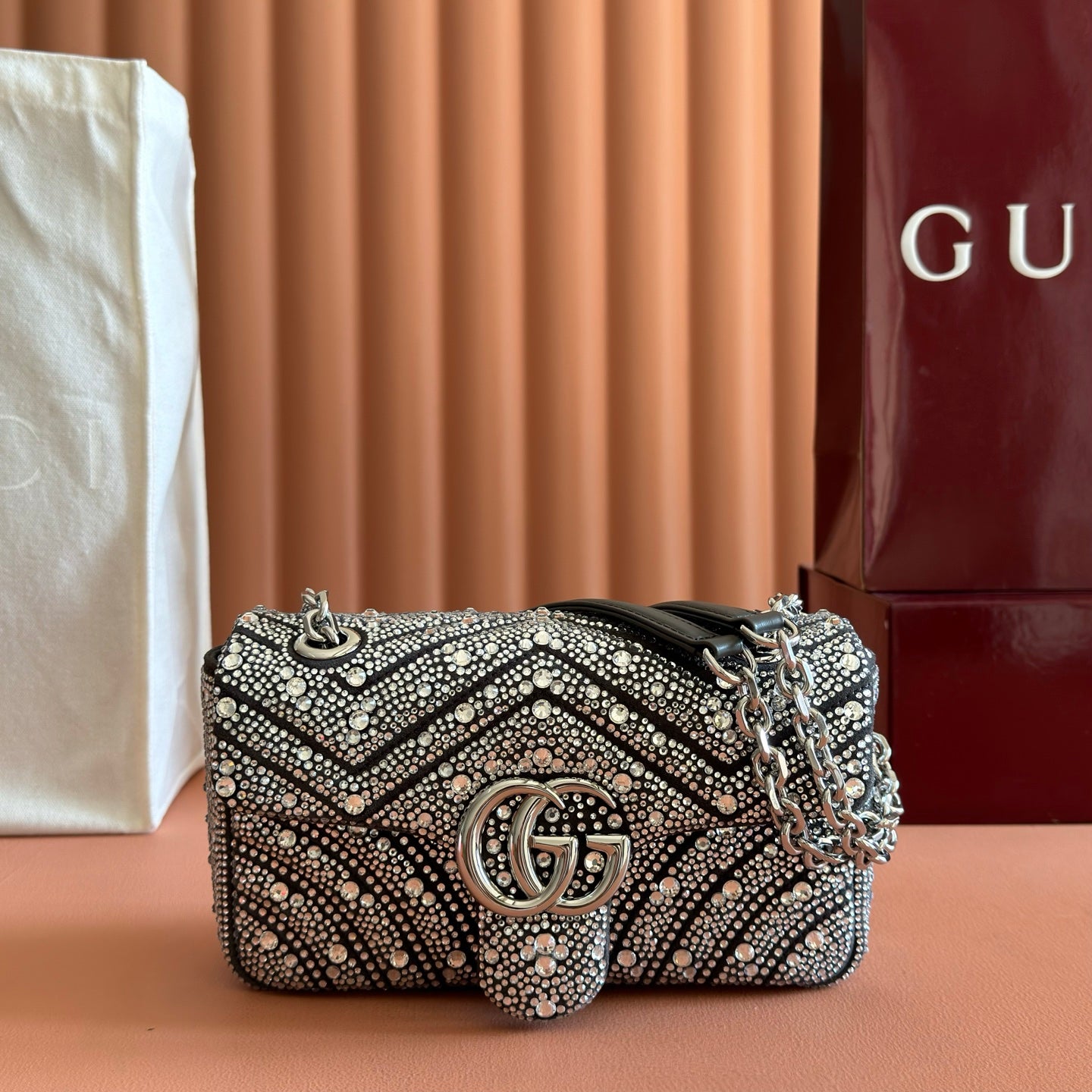 GG Marmont Crystal Mini Chain Bag