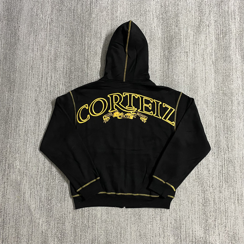 MCorteiz "Règle Sur Le Monde" Zip-Hoodie - Schwarz/Gold