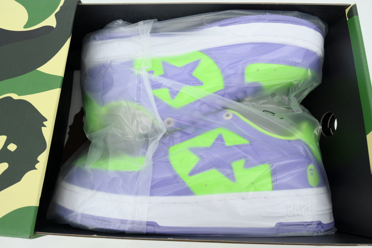 BAPE STA Low "Purple/Lime Green" Patent