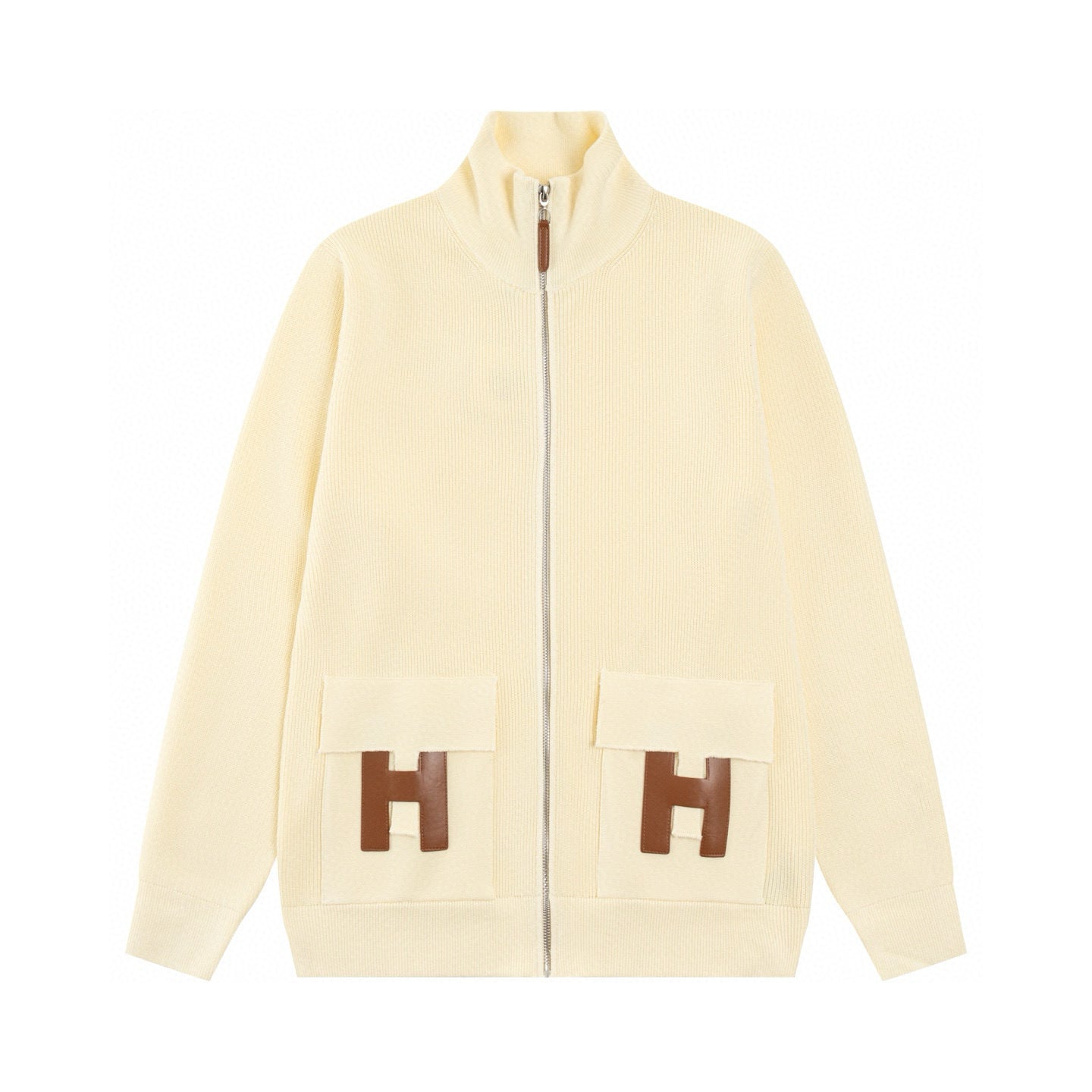 Hermès"H"Patch Zip-Up Knit Cardigan/Jacket