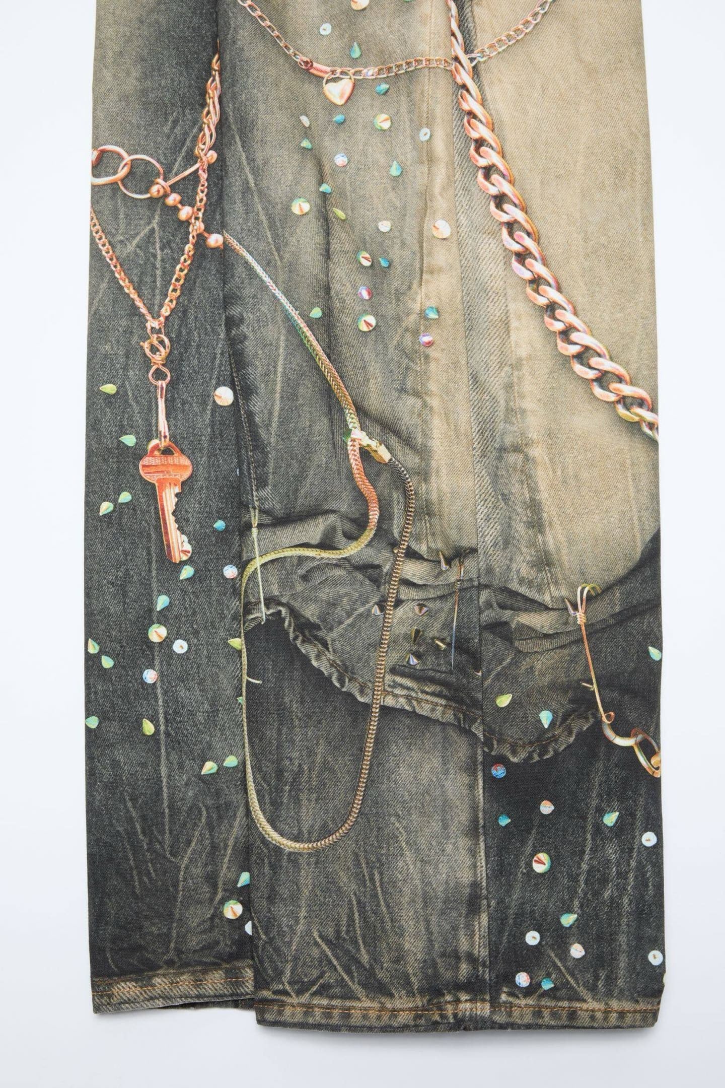 Acne Studios Trompe-l'œil "Chains & Studs" Denim Jeans