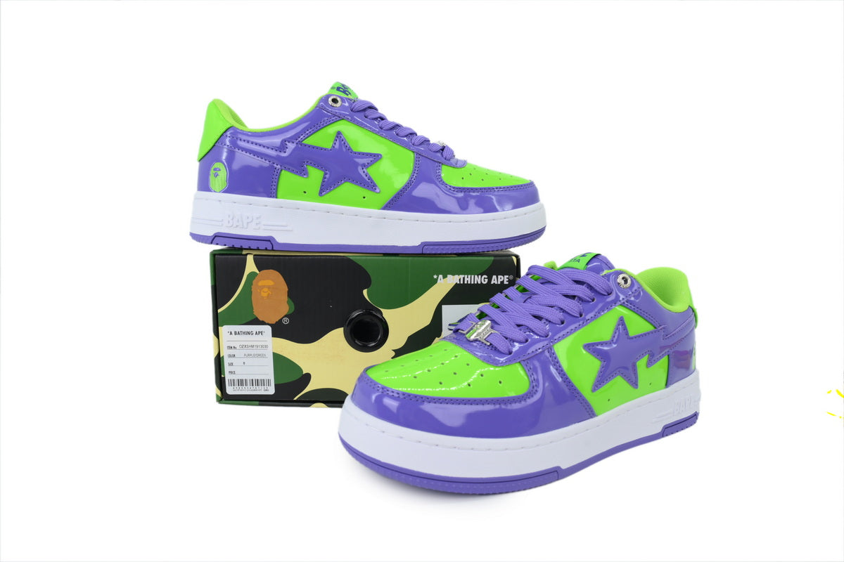 BAPE STA Low "Purple/Lime Green" Patent