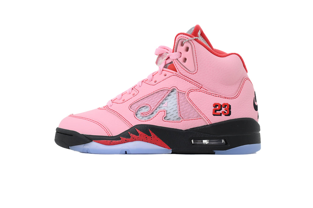 Awake NY x Air Jordan 5 Arctic Pink + black/red shark teeth + “23” heel