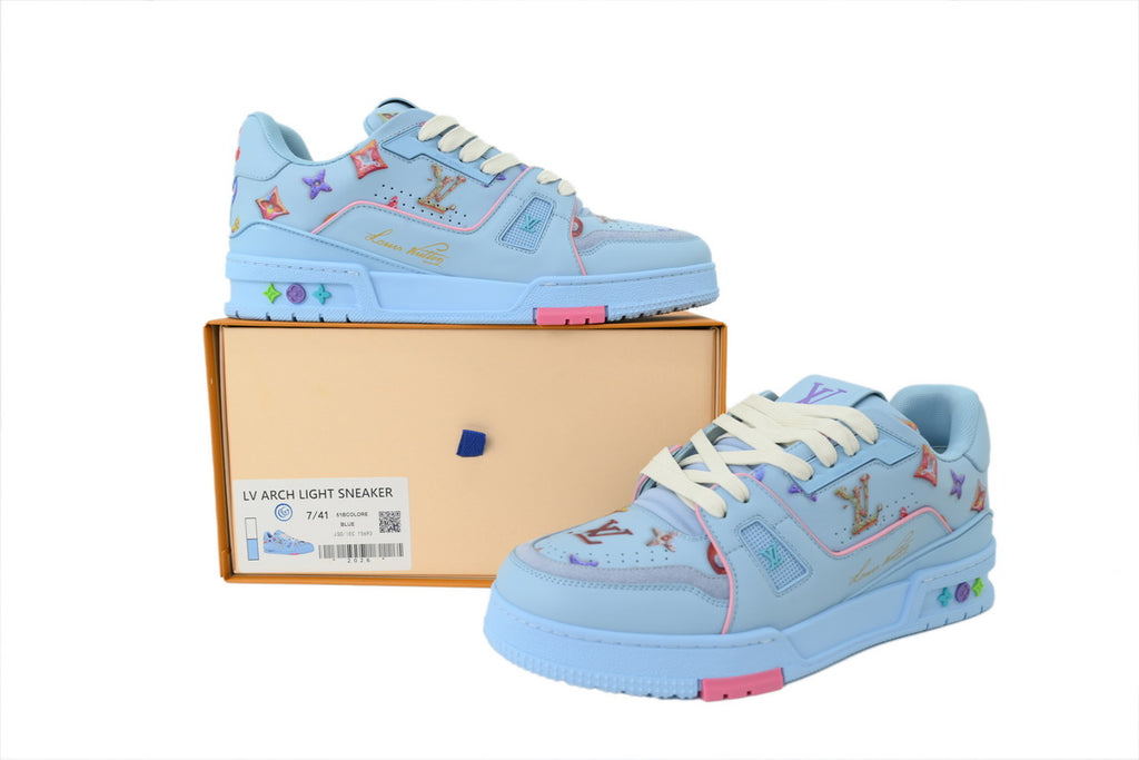 Louis Vuitton LV Trainer "Light Blue Flower Motif"