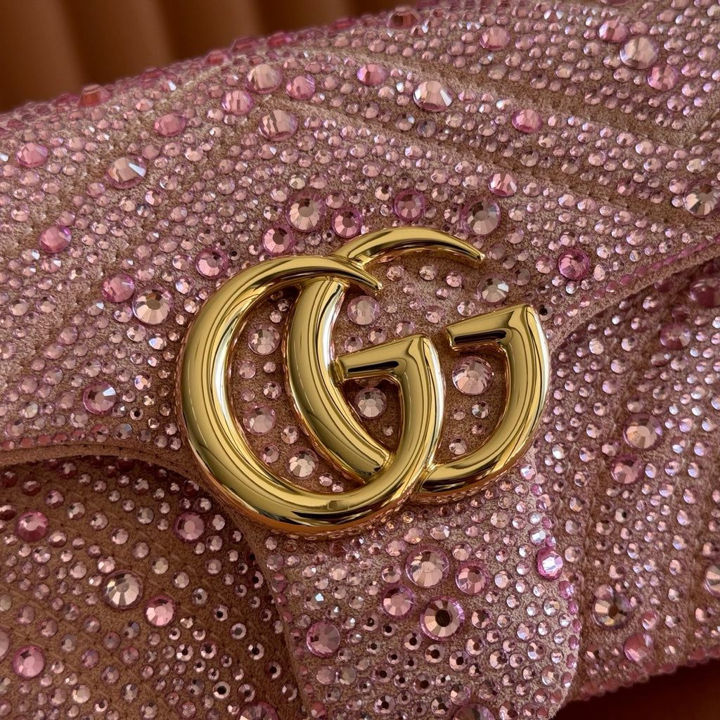 GG Marmont Crystal Mini-Kettentasche - Rosa