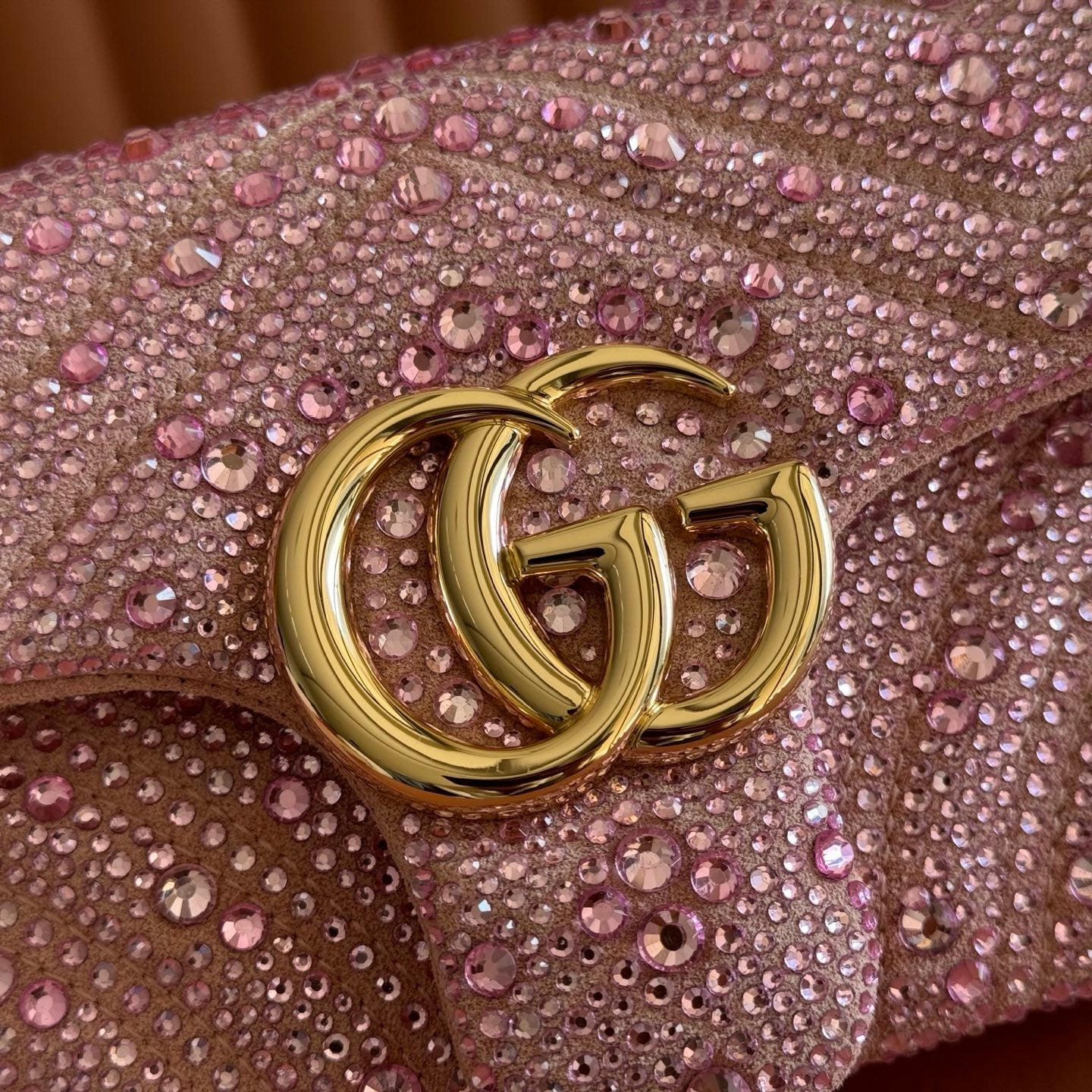 GG Marmont Crystal Mini Chain Bag - Pink