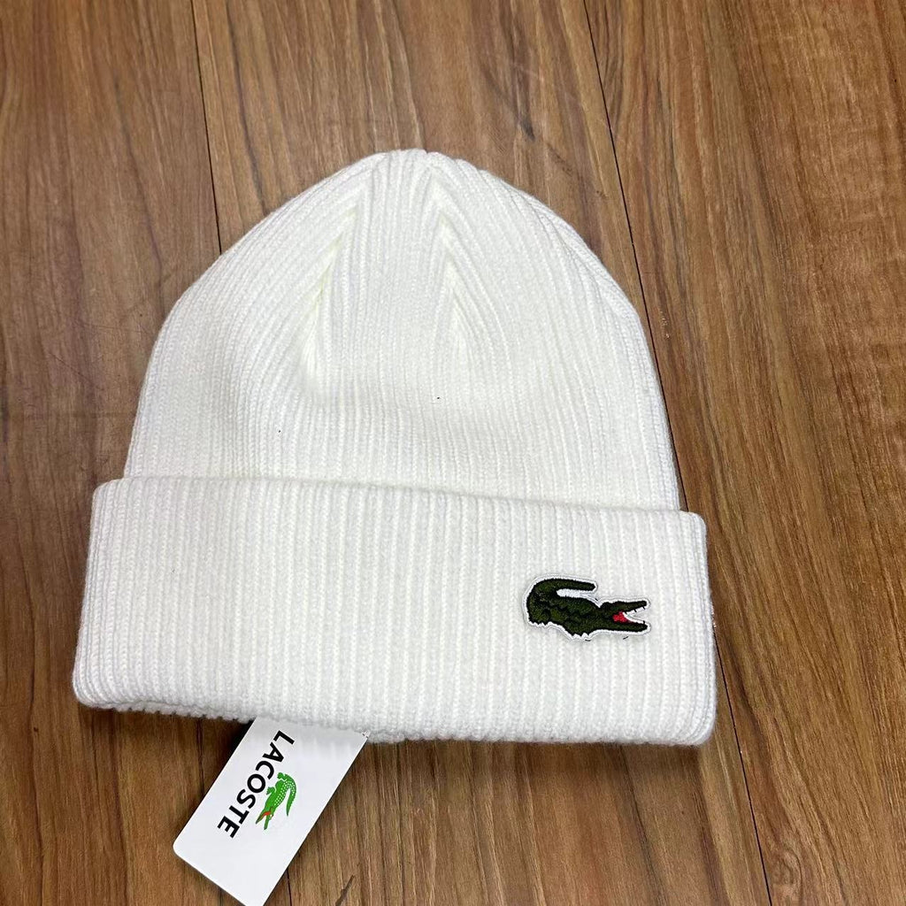 Lacoste Ribbed Cuff Beanie with Croc Patch