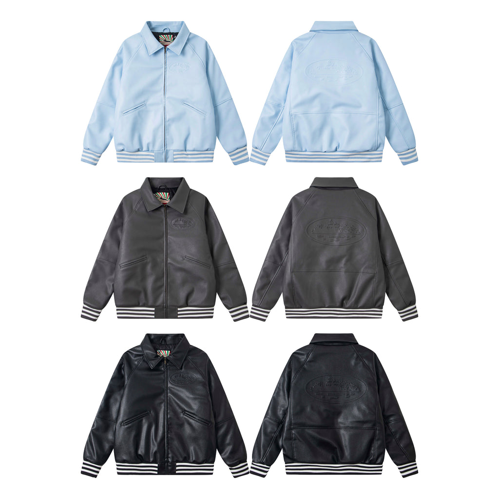 Corteiz Alcatraz Leather Bomber Jacket