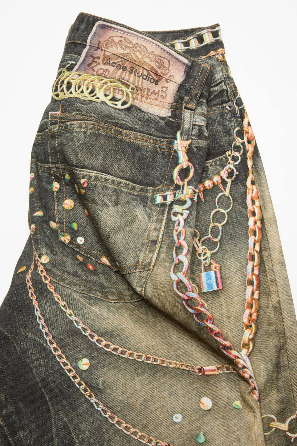 Acne Studios Trompe-l'œil "Chains & Studs" Denim Jeans