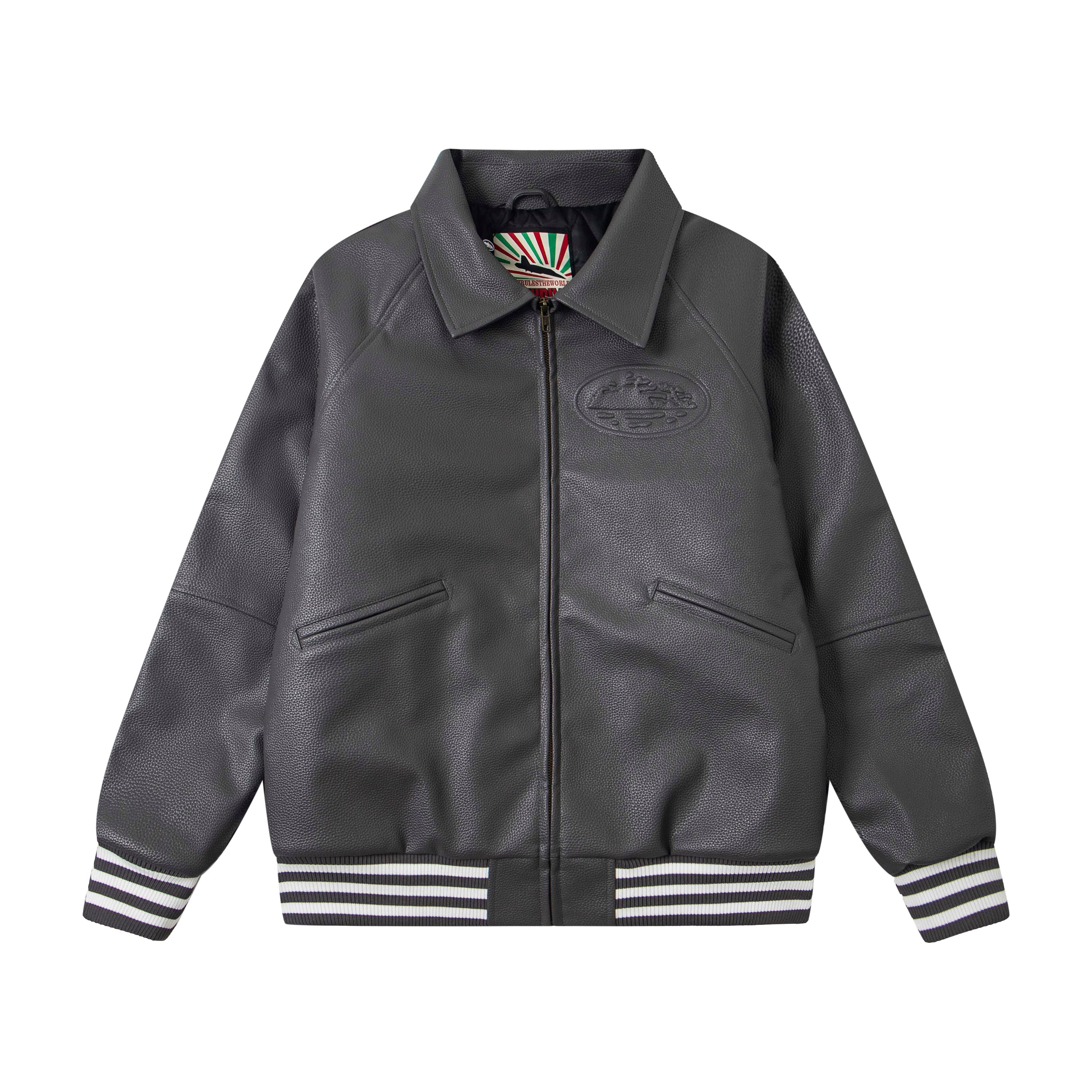 Corteiz Alcatraz Leather Bomber Jacket
