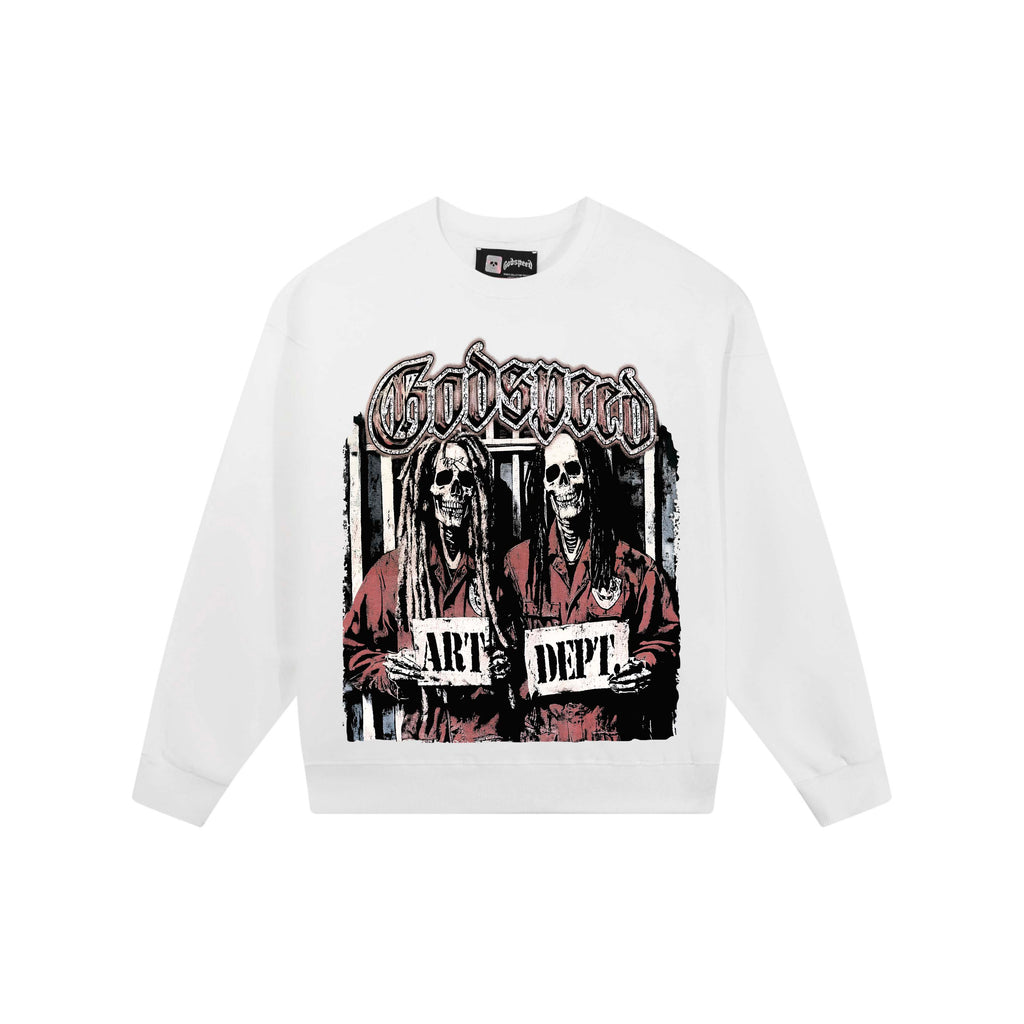 Godspeed "Art Dept" Mugshot Crewneck - White