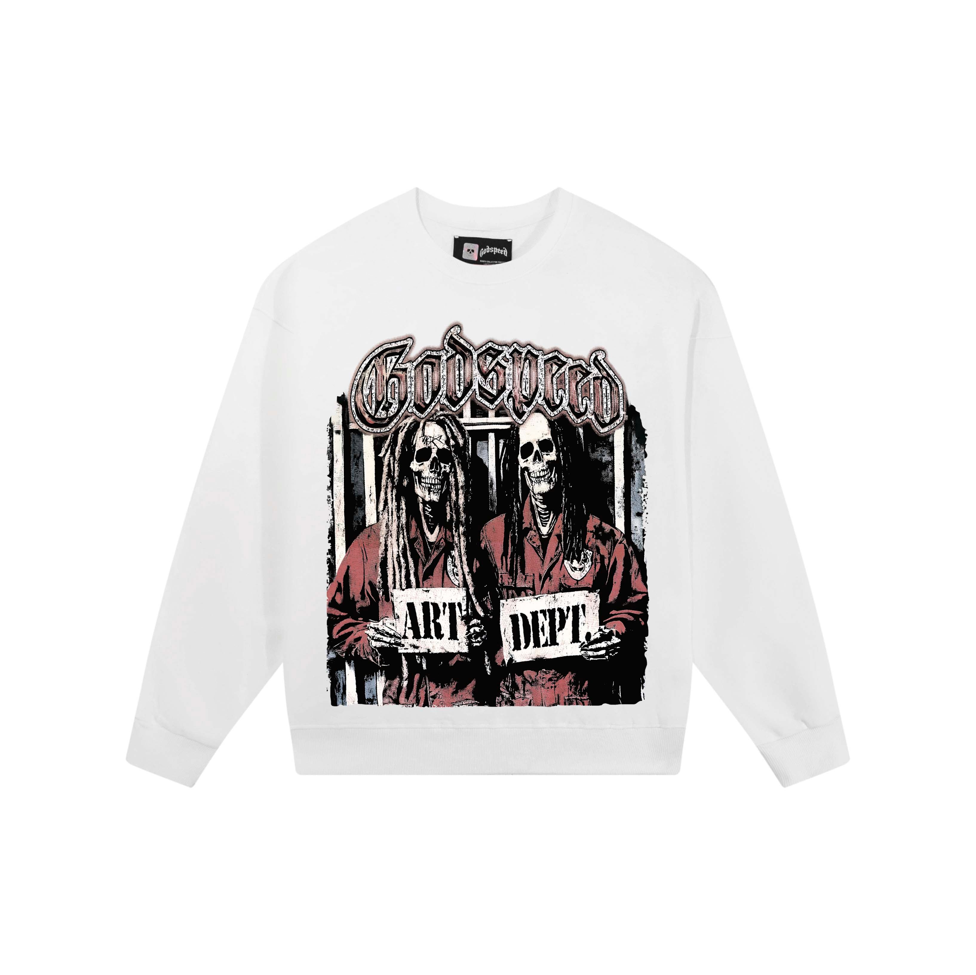 Godspeed "Art Dept" Mugshot Crewneck - White