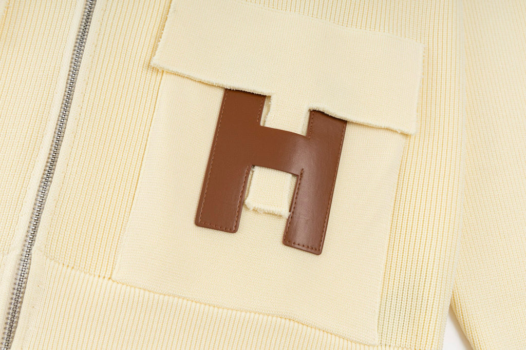 Hermès"H"Patch Zip-Up Knit Cardigan/Jacket