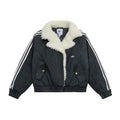 Addias Originals Cropped Sherpa Lined Faux Suede Jacket