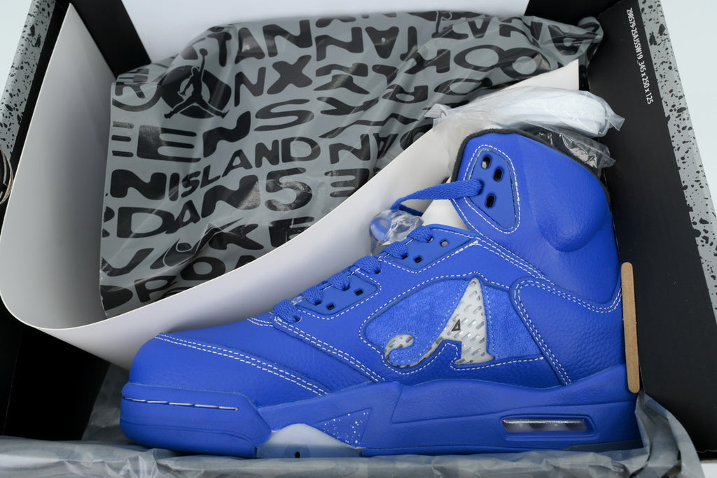 Awake NY x Air Jordan 5 Racer Blue - bright royal blue + silver tongue