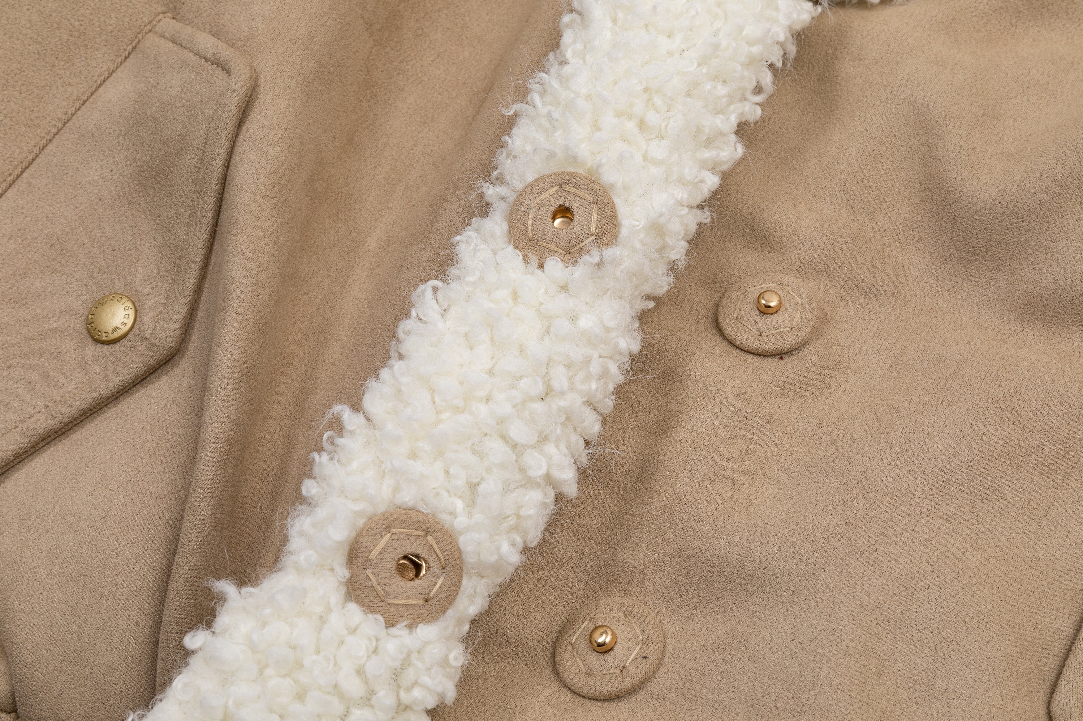 Addias Originals Cropped Sherpa Lined Faux Suede Jacket
