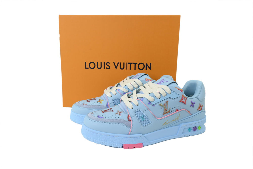 Louis Vuitton LV Trainer "Light Blue Flower Motif"