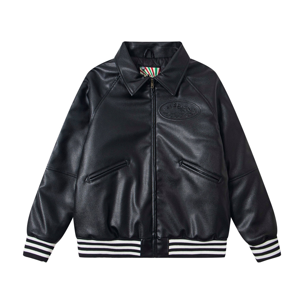 Corteiz Alcatraz Leather Bomber Jacket